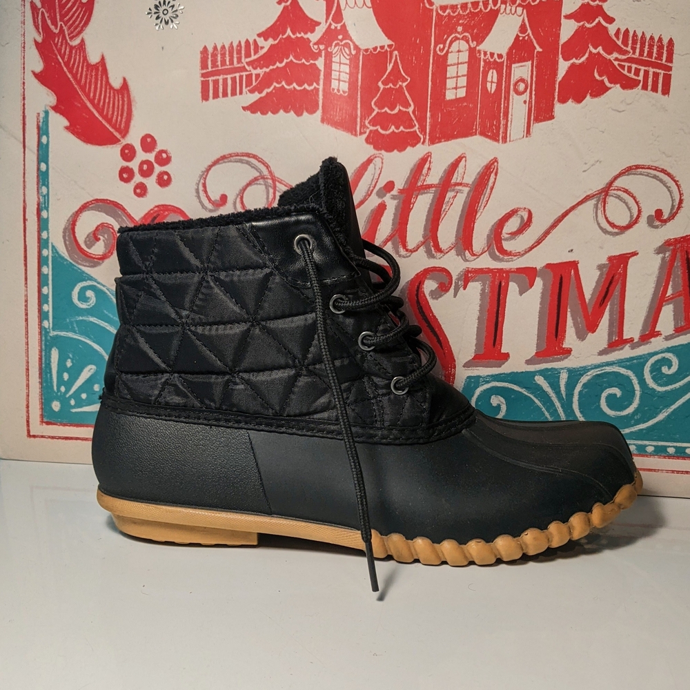 Henry Ferrera Women's Quilted Black Winter Duck Boots Size 9 - Picture 3 of 9